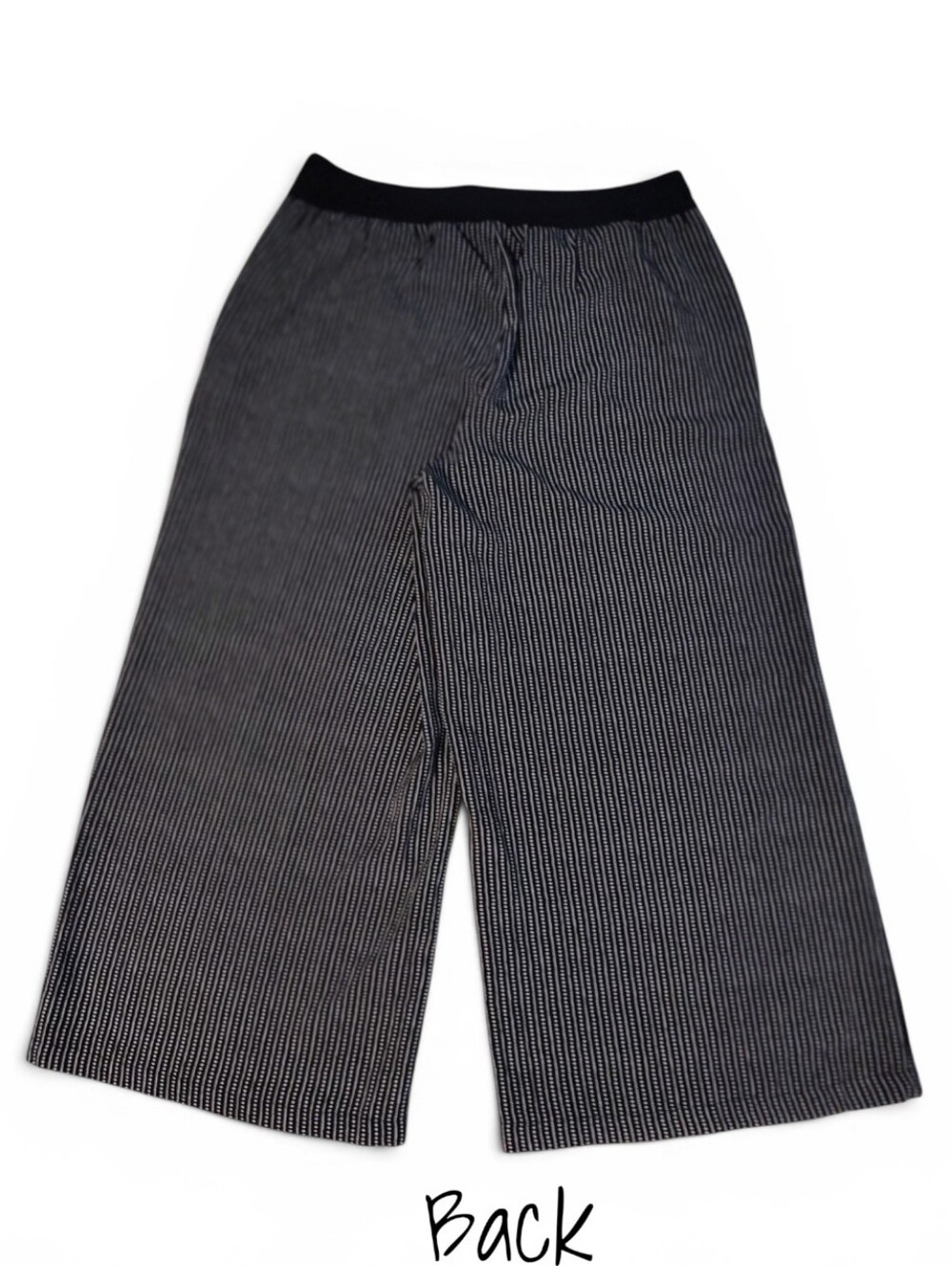 🆕️ Max Studio Black & White Striped Pull-on Cropped Wide Leg Pant Womens Large - Picture 5 of 11